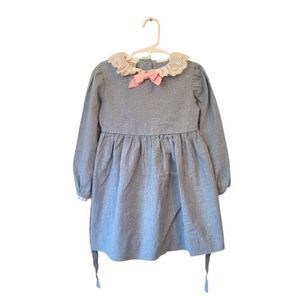 Vintage Girl's Atlanta Mills Inc Blue Ditzy Floral Collared Dress